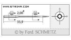 Strojové jehly pro průmyslové šicí stroje Schmetz 558 SERV 7 120