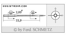 Strojové jehly pro průmyslové šicí stroje Schmetz 558 SPI 90