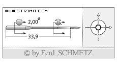 Strojové jehly pro průmyslové šicí stroje Schmetz 558 SPI 100