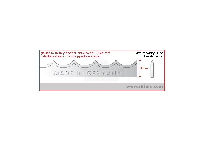 Nůž do pásové pily 5850x10x0,45mm concave BS