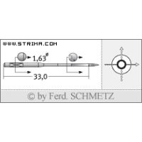 Strojové jehly pro průmyslové šicí stroje Schmetz 750 (SC) 100