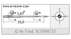 Strojové jehly pro průmyslové šicí stroje Schmetz 750 SES 75