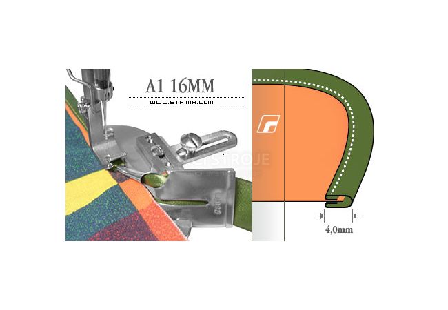 Lemovač oboustranný skládající pro šicí stroje A1 16MM