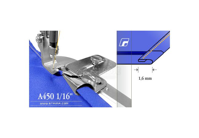 Zakladač s podvinutím pro šicí stroje A450 1/16
