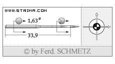 Strojové jehly pro průmyslové vyšívací stroje Schmetz DBXK5 SUK 90