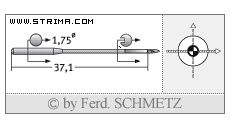Strojové jehly pro průmyslové šicí stroje Schmetz TQX1 SES 70