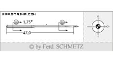 Strojové jehly pro průmyslové šicí stroje Schmetz TQX7 SES 70