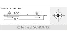 Strojové jehly pro průmyslové šicí stroje Schmetz TQX7 SES 110