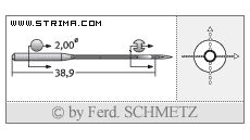 Strojové jehly pro průmyslové šicí stroje Schmetz UY 128 GAS SPI 75
