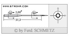 Strojové jehly pro průmyslové šicí stroje Schmetz UY 163 GAS 65