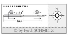 Strojové jehly pro průmyslové šicí stroje Schmetz UY 180 GS 110