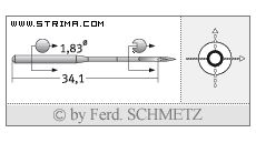 Strojové jehly pro průmyslové šicí stroje Schmetz UY 180 GS 140