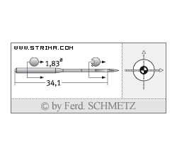 Strojové jehly pro průmyslové šicí stroje Schmetz UY 180 GS SES 90