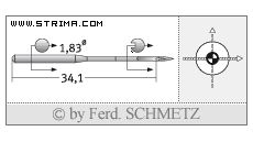 Strojové jehly pro průmyslové šicí stroje Schmetz UY 180 GS SES 100