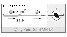 Strojové jehly pro průmyslové šicí stroje Schmetz 134 LLCR 120