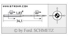 Strojové jehly pro průmyslové šicí stroje Schmetz UY 180 GLS SERV 7 120