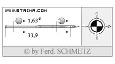 Strojové jehly pro průmyslové šicí stroje Schmetz 16X231 SKF 70