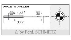 Strojové jehly pro průmyslové šicí stroje Schmetz 16X231 SKF 90