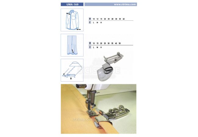 Zakladač s podvinutím pro šicí stroje UMA-169 45 M