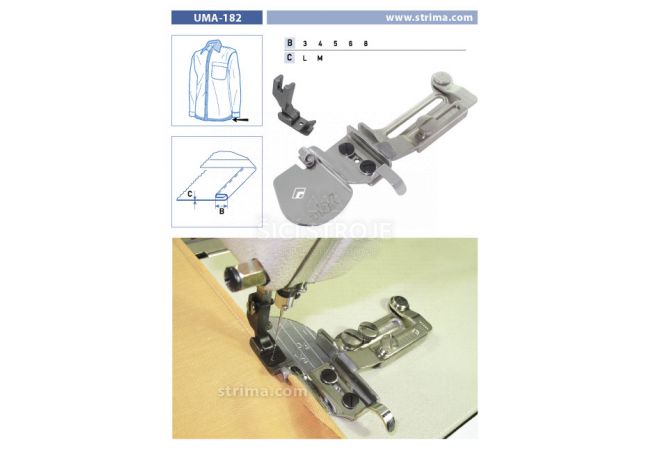 Zakladač s podvinutím pro šicí stroje UMA-182 8 L