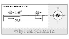 Strojové jehly pro průmyslové šicí stroje Schmetz MY 1014 B SES 70