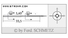 Strojové jehly pro průmyslové šicí stroje Schmetz 459 R 110