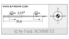 Strojové jehly pro průmyslové šicí stroje Schmetz 551 SES 70