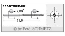 Strojové jehly pro průmyslové šicí stroje Schmetz 135X1 SES 65