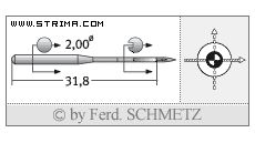 Strojové jehly pro průmyslové šicí stroje Schmetz 135X1 SUK 90