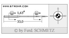 Strojové jehly pro průmyslové šicí stroje Schmetz 501 SUK 120