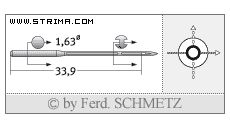 Strojové jehly pro průmyslové šicí stroje Schmetz 3201 90