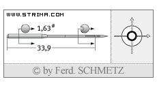 Strojové jehly pro průmyslové šicí stroje Schmetz 34 (R) 65