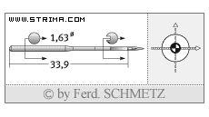 Strojové jehly pro průmyslové šicí stroje Schmetz 34 SES 65