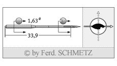 Strojové jehly pro průmyslové šicí stroje Schmetz 34 PCR 65