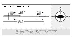 Strojové jehly pro průmyslové šicí stroje Schmetz 34 PCL 85