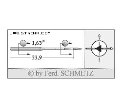Strojové jehly pro průmyslové vyšívací stroje Schmetz DBXK5 SD1 90