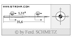 Strojové jehly pro průmyslové šicí stroje Schmetz 551 SES 75