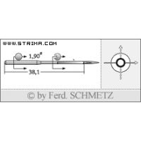 Strojové jehly pro průmyslové šicí stroje Schmetz 505 LG 190