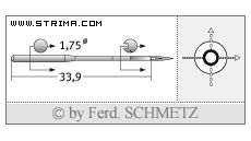 Strojové jehly pro průmyslové šicí stroje Schmetz 128X1 75