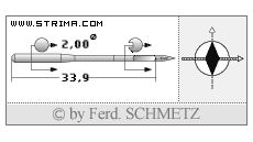 Strojové jehly pro průmyslové šicí stroje Schmetz 134 DI 100